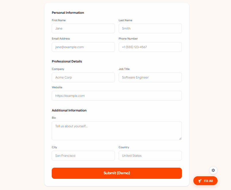 Form Fairy filling individual fields